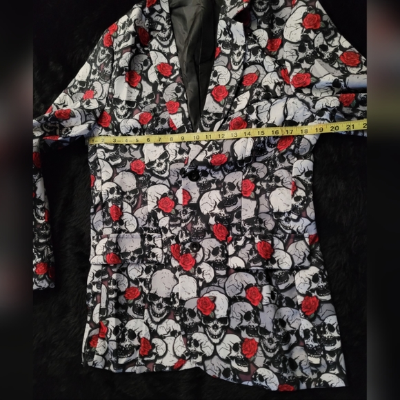 Era Spooky Skull & Roses Men's Suit Jacket Pants & Tie - Picture 8 of 11